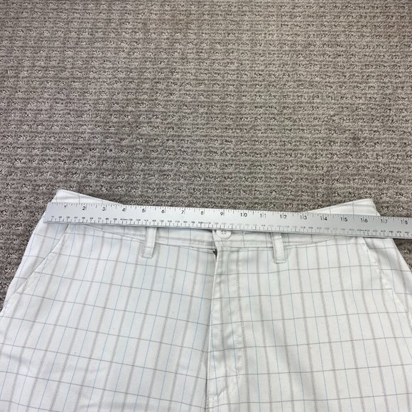 QUIKSILVER Shorts Men 34 White Blue Brown Plaid Short Pants Chino Casual Golf - Picture 9 of 13